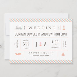 Convite Náutico para Casamento de Pastel Beach