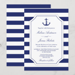 Convite Náutico para Casamento de Stripe de Marinh