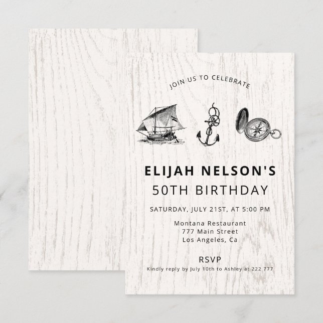 Convite Nautilus - Símbolos Aniversário (Frente/Verso)