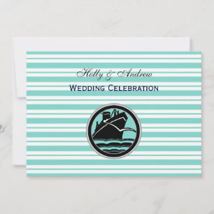 Convite Naval Navio Azul Claro Faixa Branca Casamento H