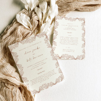 Convite Nave Floral Terracotta Frente e Casamento Traseiro