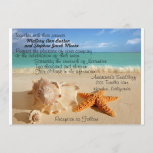 Convite Navegação de Casamento de Praia Starfish Personali