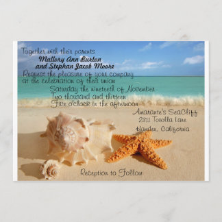 Convite Navegação de Casamento de Praia Starfish Personali