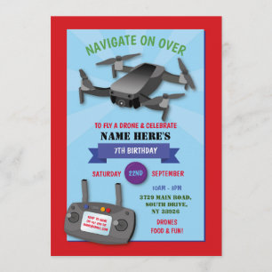 Convite Navegar por Festa de aniversário do Drone sobre o 