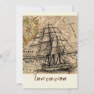 Convite Navio Antigo e Mapa