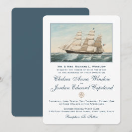 Convite Navio Clipper de Navegação Náutica | Casamento clá