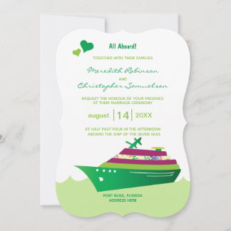 Convite Navio De Cruzeiro De Casamento A Bordo De Corações