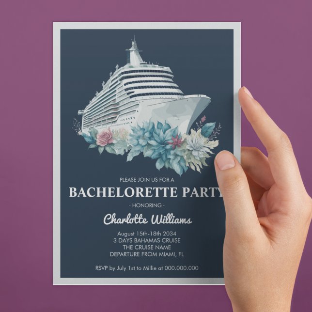 Convite Navio de cruzeiro de Festa de solteira Elegante (Elegant Bachelorette Party Cruise Ship Invitation
)