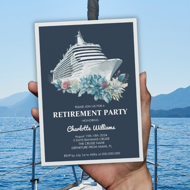 Convite Navio de cruzeiro do Partido da Reforma das Mulher (Elegant Women Retirement Party Cruise Ship Invitation)