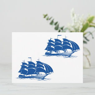 Convite Navio de Velas Antigas Clipper Náutico Oceano