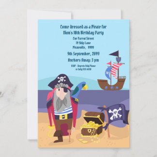 Convite Navio do Tesouro Pirata, Capitão Festa de aniversá