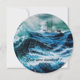 Convite Navio no mar em tempestade