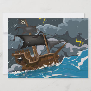 Convite Navio Pirata na Tempestade