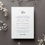 Convite Navy | Ampersand Monogram Wedding<br><div class="desc">Personalize this classic and elegant wedding invitation with your monogram or duogram joined by a decorative script ampersand. Add your wedding details beneath in timeless navy blue lettering with calligraphy script accents. A beautiful choice in classic navy and white for formal weddings in any season. Alternate wording and layout available...</div>
