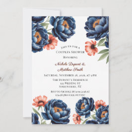 Convite Navy and Burnt Orange Floral Couples Shower