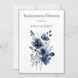 Convite Navy Blue Botanical Wedding