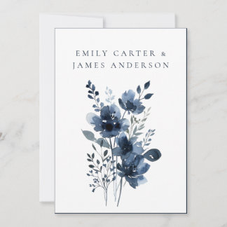Convite Navy Blue Botanical Wedding