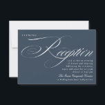 Convite Navy Blue Elegant Calligraphy Wedding Reception<br><div class="desc">Classy, Formal, Elegant and impressive - *Please contact me if you need any help with design or additional designs / color options _______________________ this design template is fully editable and customizable by you the customer - click personalize further button if you wish to move, add, delete, or make significant changes...</div>