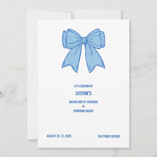 Convite Navy + Blue Faux Glitter Bow 