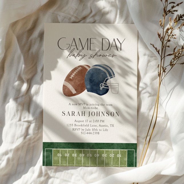 Convite Navy Blue Game Day Football Baby Shower (Criador carregado)