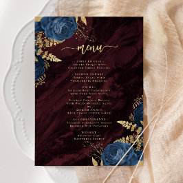 Convite Navy Blue Gold Floral Burgundy Wedding