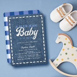 Convite Navy Blue Jean Baby Boy Baby Shower