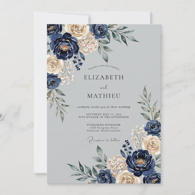 Convite Navy Blue Majestic Winter Wedding (Frente)