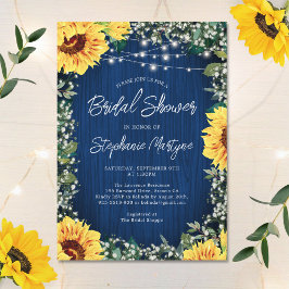 Convite Navy Blue Sunflower Lights Bridal Shower