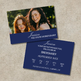 Convite Navy Blue Will You Be My Bridesmaid Proposal Card