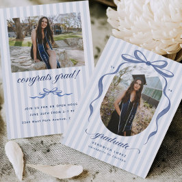 Convite Navy Bow Graduation Open House Party Invitation