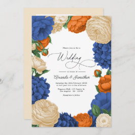 Convite Navy, Burnt Orange & Champagne Floral Wedding