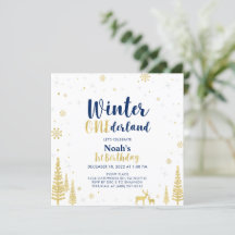 Navy & Dourado Inverno Onederland 1º Primeiro Aniv