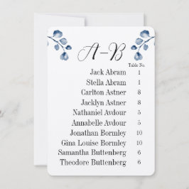 Convite Navy Eucalyptus Alphabet 10 Guest Table Chart Card