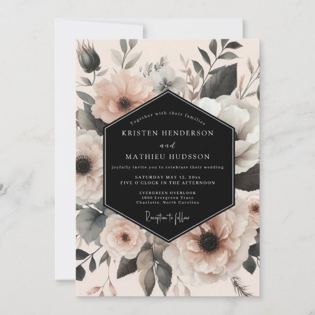 Convite Navy Floral Ethereal Wedding (Frente)