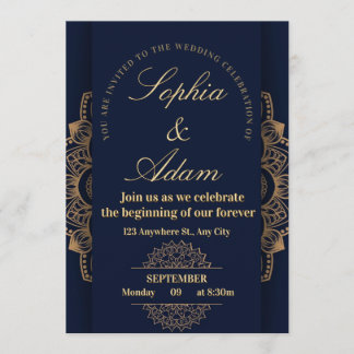 Convite Navy & Gold Mandala Invitation