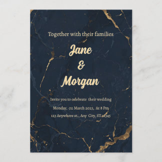 Convite Navy Gold Marble Invite