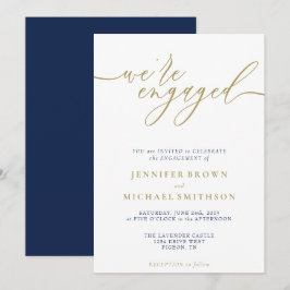 Convite Navy Gold Moderno Estamos Engajados