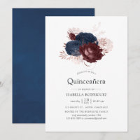 Navy, Marrom e Rosa Dourado Floral Quinceañera