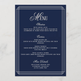 Convite Navy Old Money Wedding Menu Card