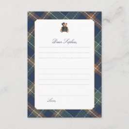 Convite Navy Plaid Teddy Bear Girl Time Capsule Card
