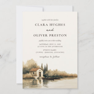 Convite Nebulosa Aurora Lago Toscano Cipreste Casamento It