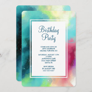 Convite Nebulosa do Espaço Verde Moderno e Vermelho