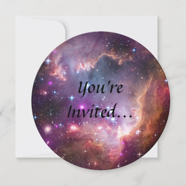 Convite Nebulosas Roxas Galácticas do Espaço Exterior (Frente)