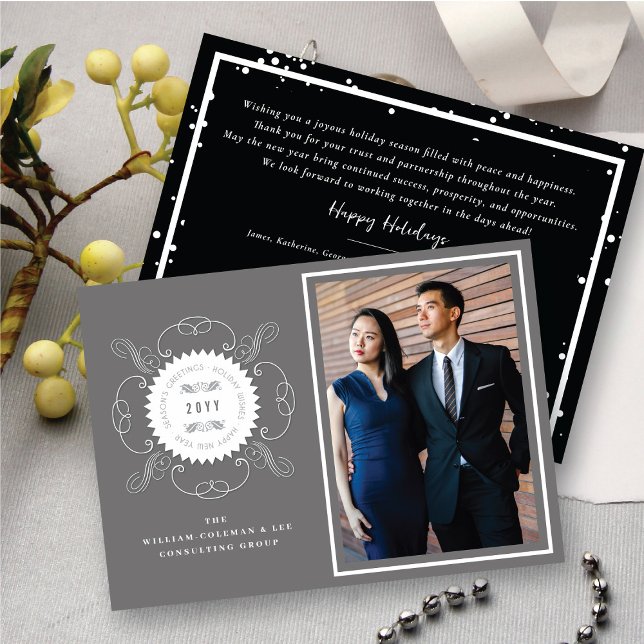 Convite Negócios de Foto Clássica de Seal Saudações da Est (Criador carregado)