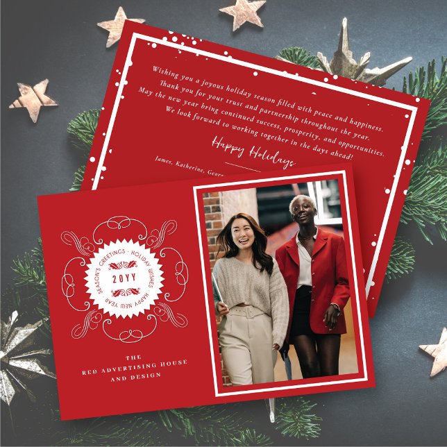 Convite Negócios de Foto Clássica de Seal Saudações da Est (Criador carregado)