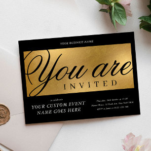Convite Negócios do Janto anual Black & Dourado Character 
