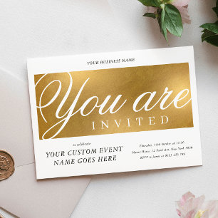 Convite Negócios do Janto anual Elegante Dourado Charity G