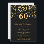 Convite Negra Chic Moderna e Dourado Sessenta e sessenta a<br><div class="desc">Chic Black Elegante E Dourados 60ª Festa de aniversário Convidados</div>