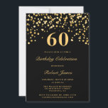 Convite Negra Chic Moderna e Dourado Sessenta e sessenta a<br><div class="desc">Chic Black Elegante E Dourados 60ª Festa de aniversário Convidados</div>
