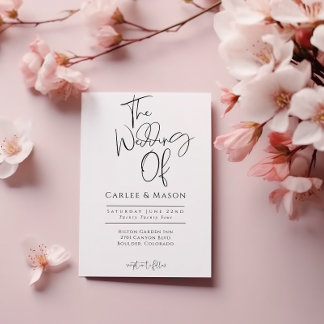 Convite Negra Clássica Elegante e Branca O Casamento de